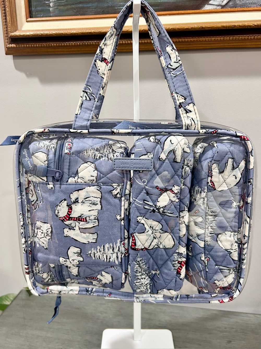Vera Bradley Quilted Polar Bear 4 in 1 Travel Case Set in Light Blue - Picture 2 of 5